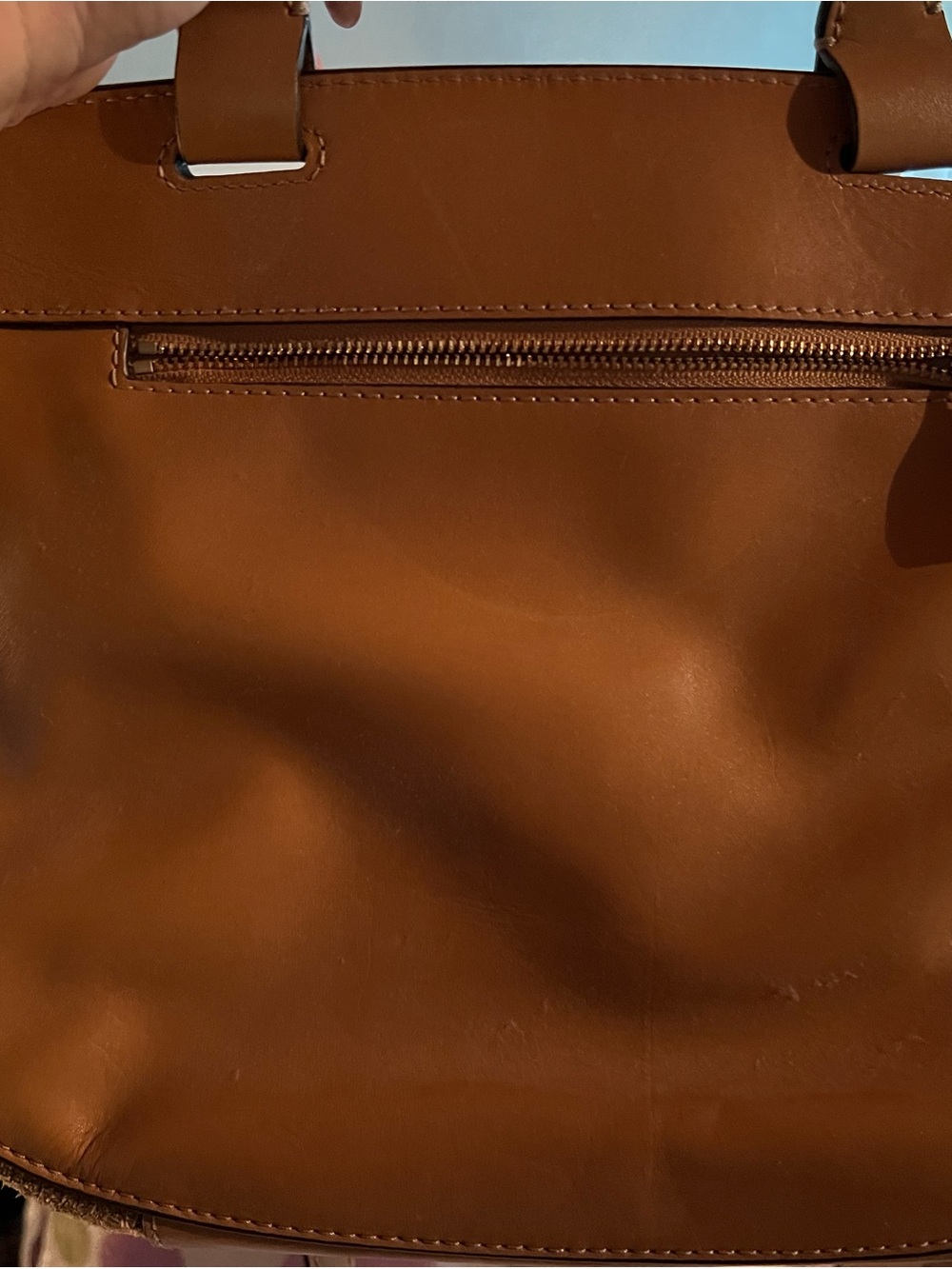 Michael Kors Suede Satchel in Chocolate Brown with Tan Trim - Picture 6 of 7